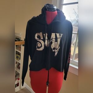 Med/large woman's Halloween Cropped hoodie shirt Slay bush gardens